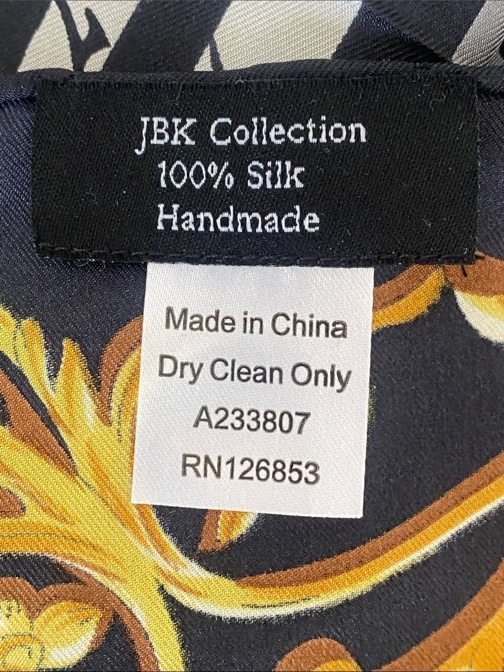 JBK Collection 100% Silk Scarf Black, Gold & White Zodiac Celestial Luxurious - Picture 16 of 16